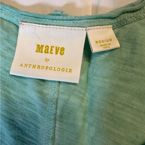 MAEVE* Anthropologie Women's Cotton V-Neck S/S Mint Green T-Shirt Tee M(H) - Picture 4 of 9